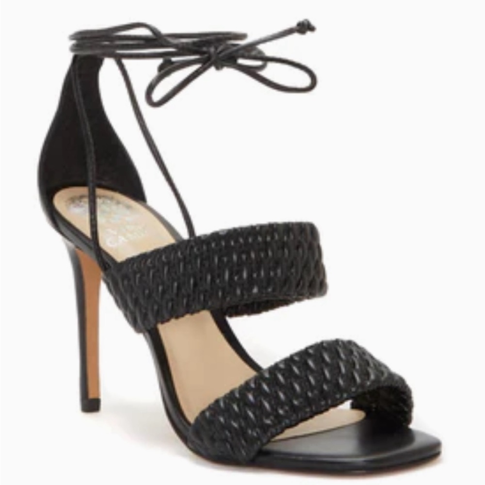 VINCE CAMUTO Quilted Black Strappy Sandals
